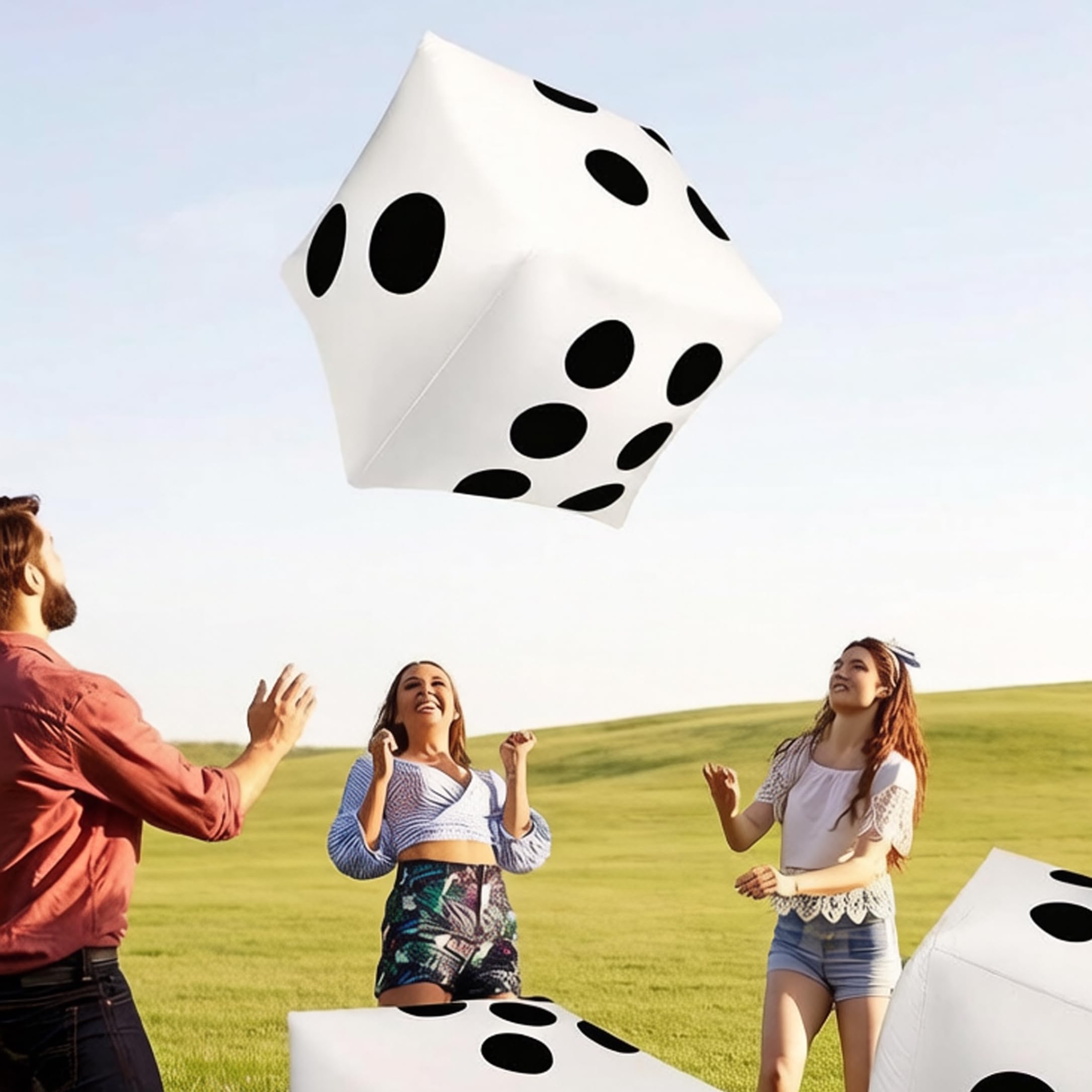 Dados inflables Gigantes de 40 Pulgadas, Dados Gigantes de PVC a Prueba de Fugas para Juegos de Mesa de Fiesta en la Piscina, césped Interior y Exterior, Blanco