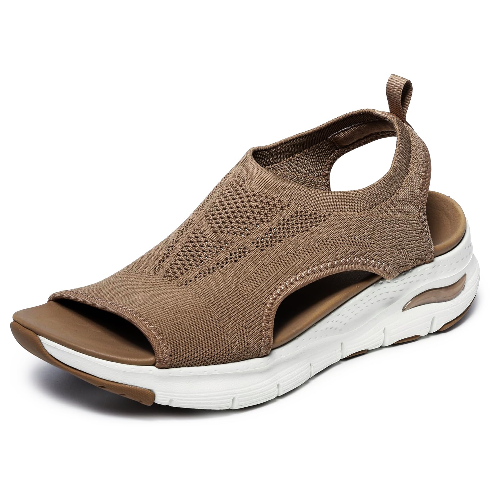 Sandalias deportivas ortopédicas cómodas para caminar para mujer, con soporte de arco, de punto, informales, puntera abierta, para verano, playa — view 4