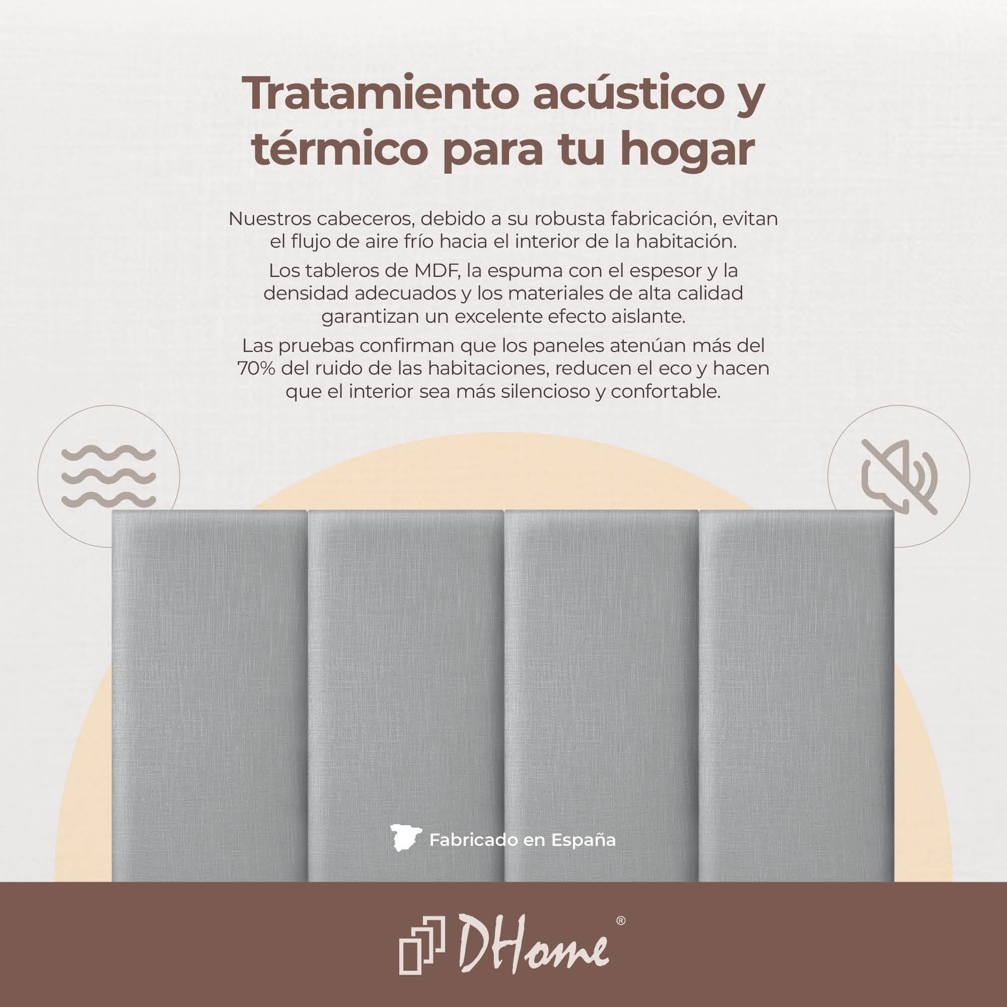 DHOME Cabecero Tapizado Lino Natural Liso Antimanchas Diseño Modular Vertical Autoadhesivo Cabezal Cama Dormitorio Acolchado (Gris Claro, 135cm, Altura 80cm, x3)