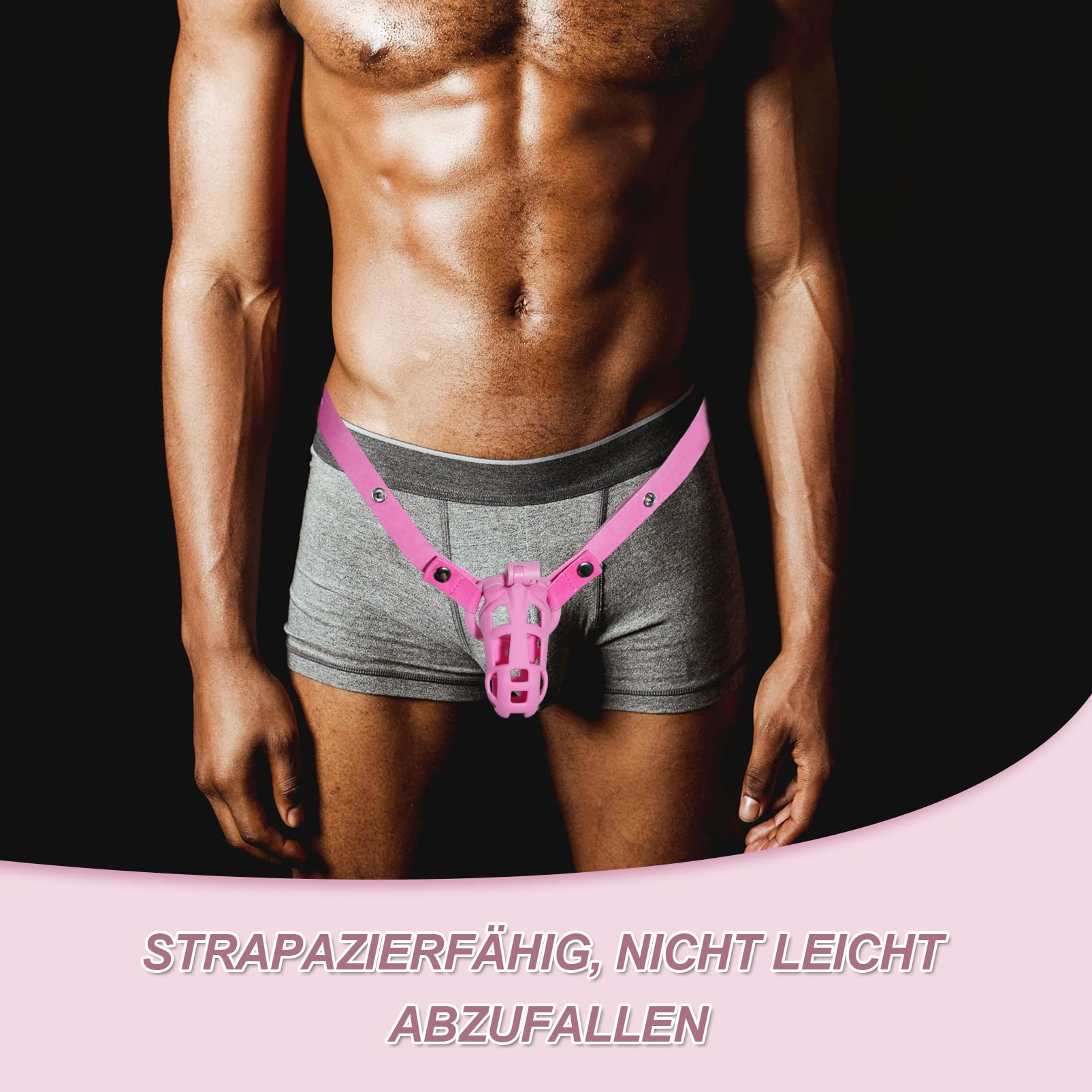 B2-Ceinture de chasteté Set de 4 cockrings Rose Sissy Sex Toy Cage de chasteté Cage de chasteté respirante avec Invisible Lock Design Homme Cock Bondage BDSM Sex toys en résine (small,Pink)