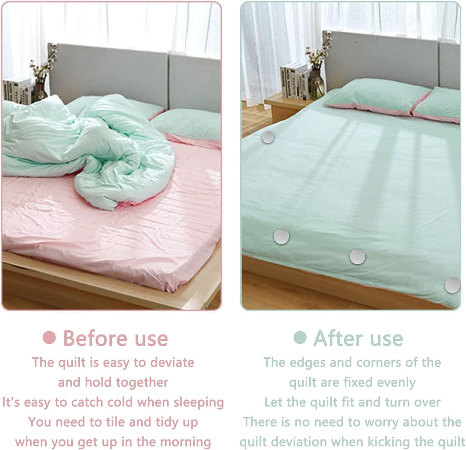 OLWICK® Mushroom Shape Duvet Clips, Non-Slip Cover Fixator, Comforter Quilt Holder with One-Key Unlock for Blanket Bed Sheet Curtain Socks Mattress Covers 3
