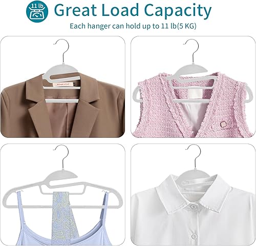 Miniatura 7 de UAPY0430W - Paquete de 30 perchas de plástico resistentes para pantalones, perchas para trajes que ahorran espacio con apertura en forma de S,