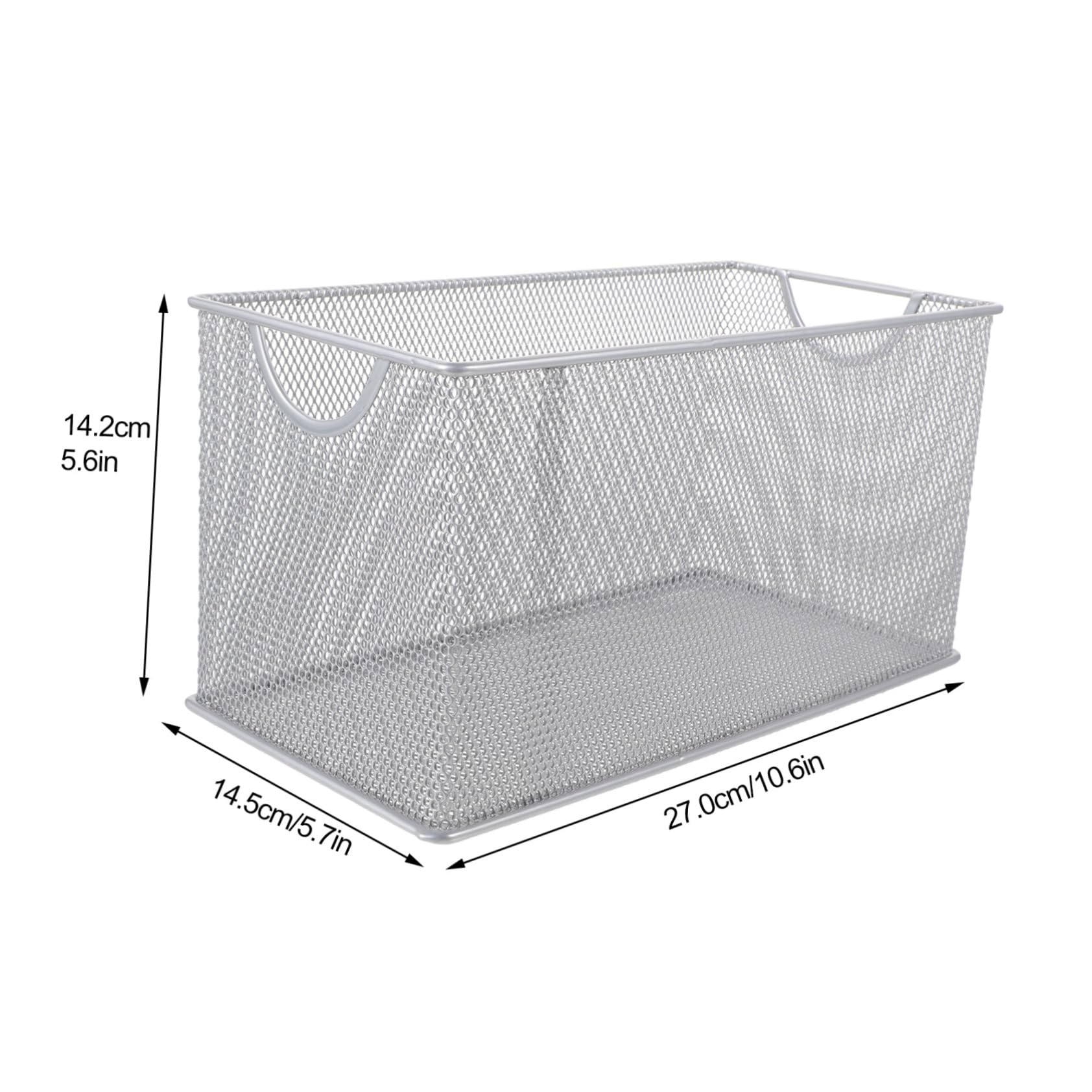 ULTECHNOVO Metal Storage Basket for Dvd and CD Organization Double Handle Wire Rack Space Saving Desktop Storage Elegant Design for Home and Office Use