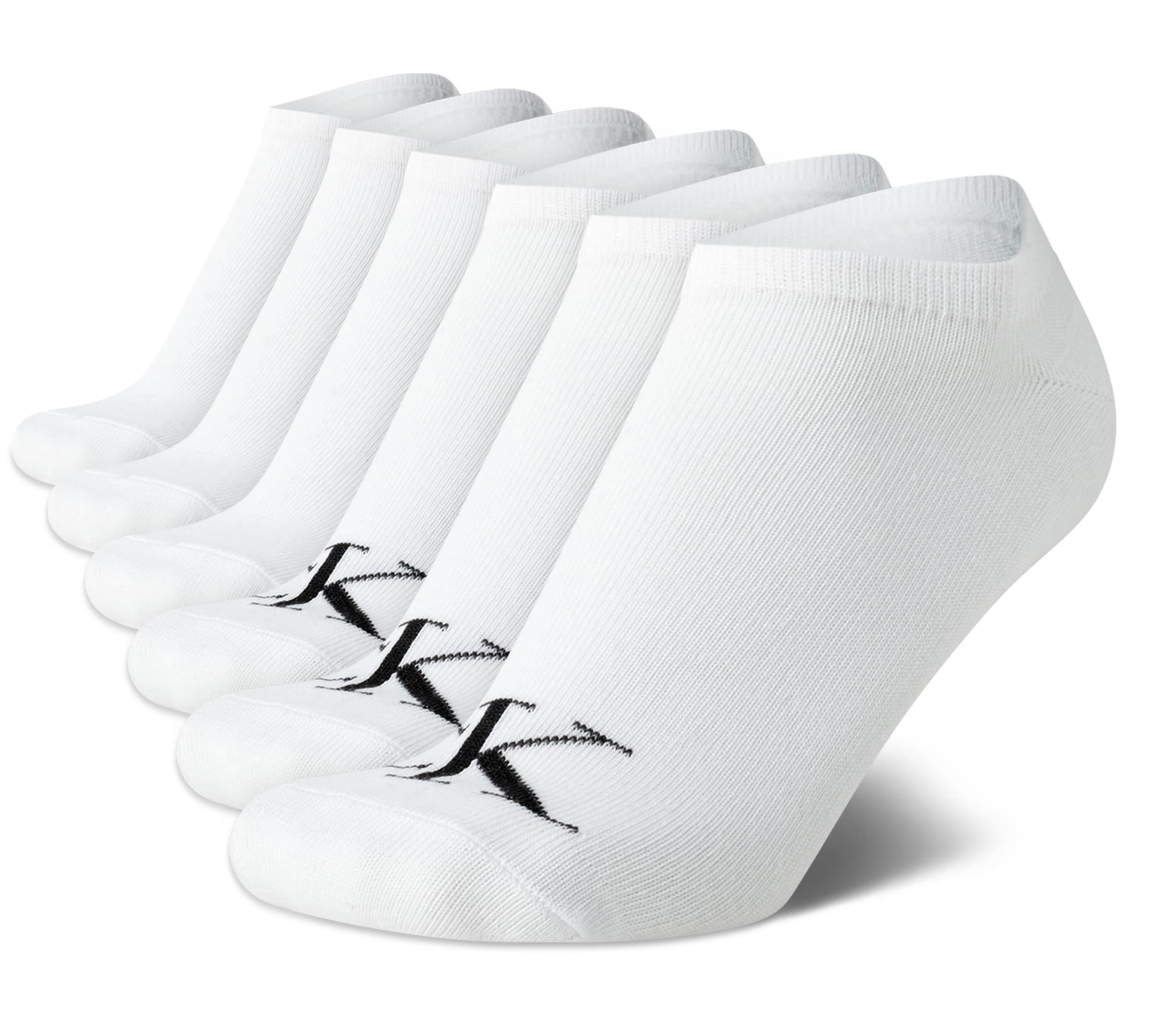 Calvin Klein Womens No Show Socks - 6 Pack Non Slip Heel Lightweight Cotton Blend Low Cut Invisible Socks for Women