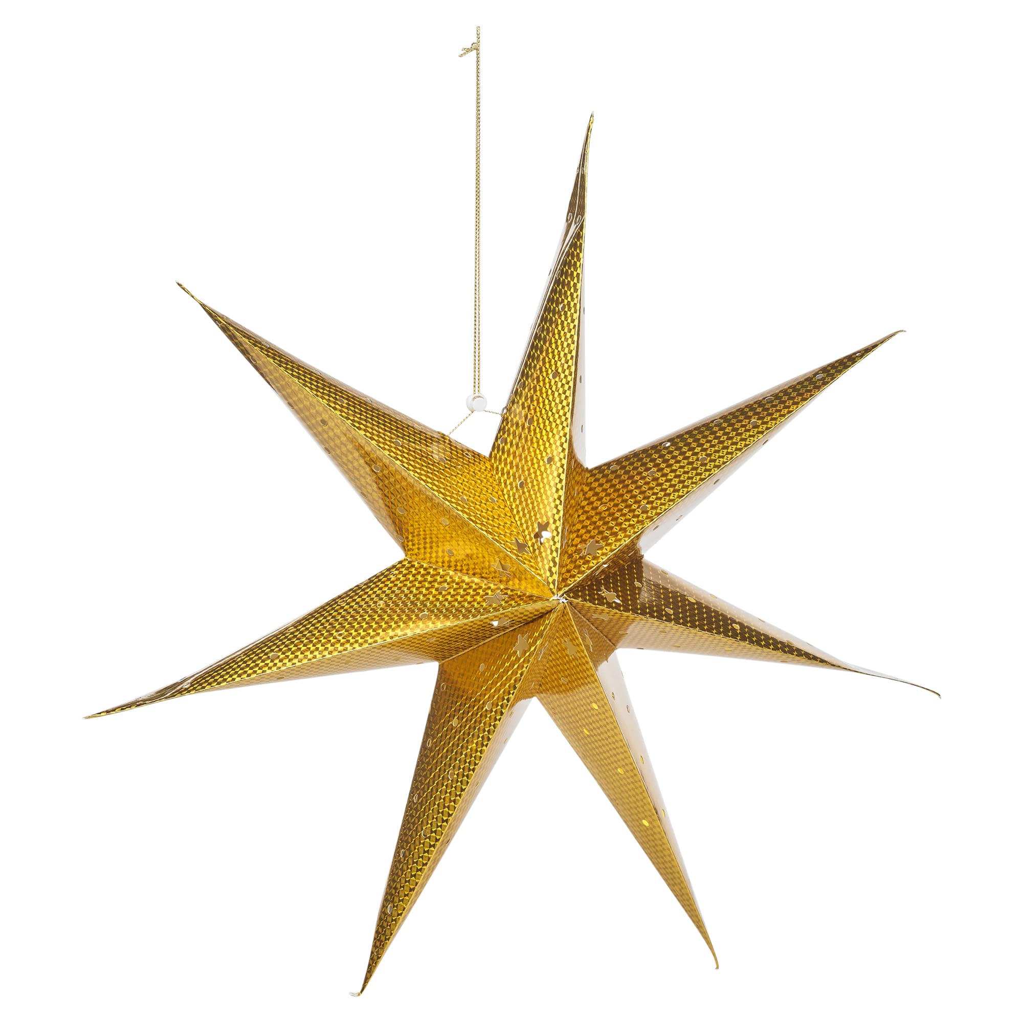 URBNLIVING Large LED Decorative Festive Hanging Christmas Paper Star Xmas Lantern (Gold)