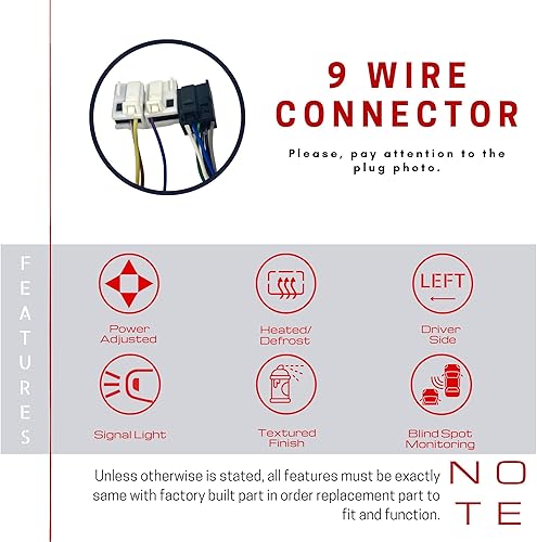Miniatura 7 de Spieg Reemplazo del espejo lateral del conductor para Freightliner Mercedes Sprinter 2019-2021 con calefacción eléctrica con monitoreo de punto