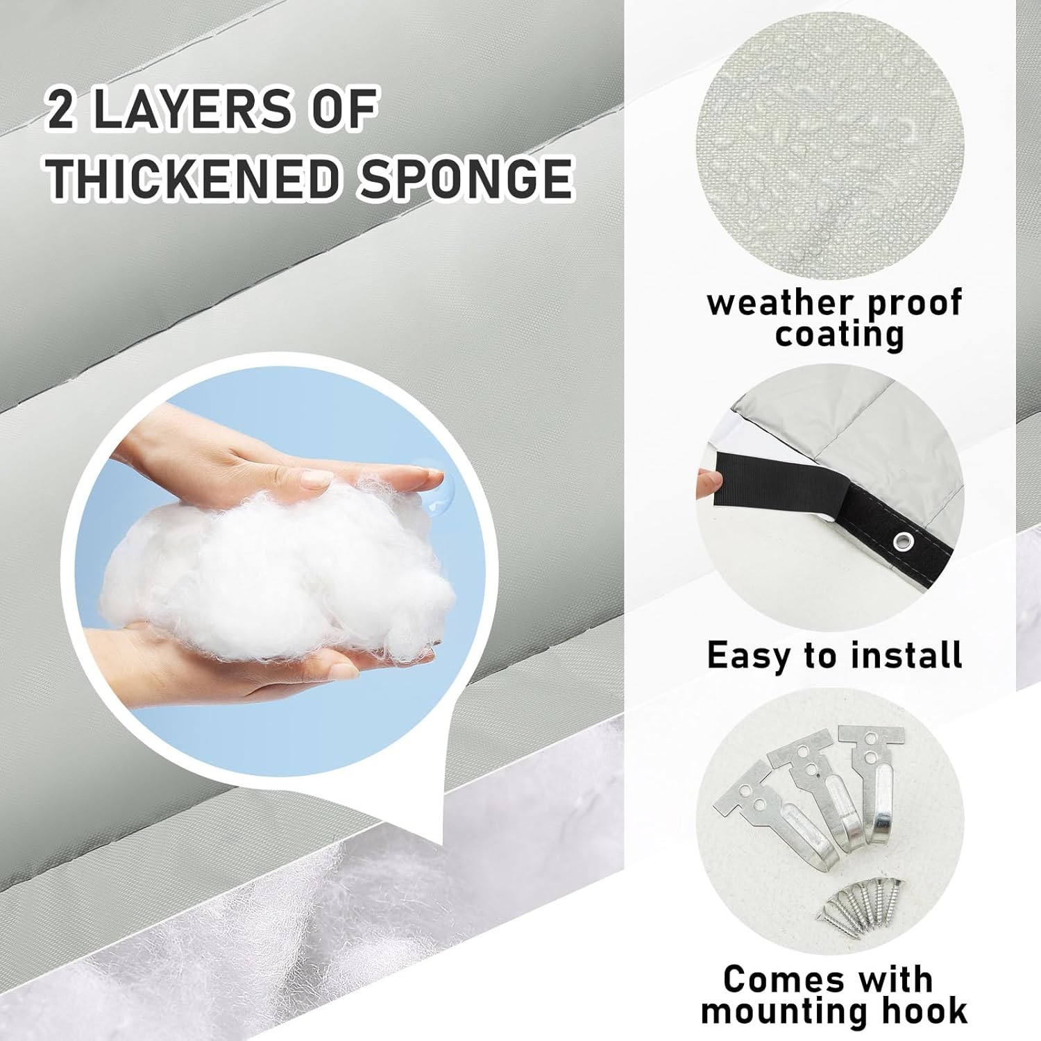 Peryiter Soundproof Blanket Thermal Insulated Door Curtain Thicken Cotton Warm Soundproofing Door Cover Warm Cold Protection for Living Room Garage Front Patio Kitchen(38 x 80 Inches)