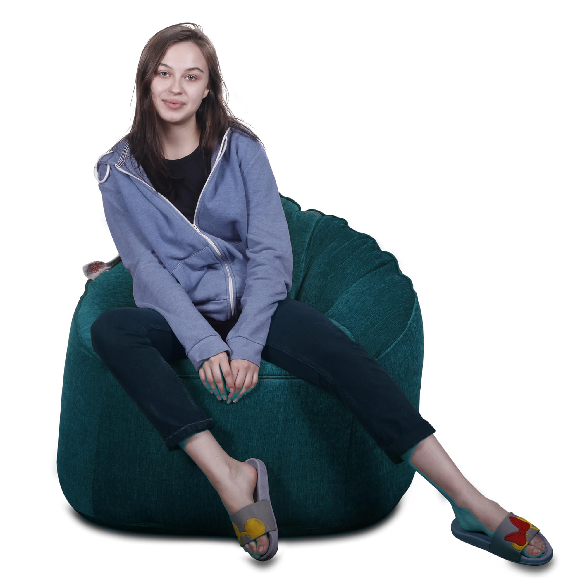 Style Homez Haut Collection Mooda, Rocker Lounge Bean Bag XXXL Size Teal Color, Premium Velvet Fabric Cover Only 4