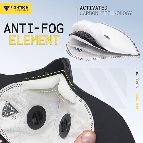 Miniatura 2 de FIGHTECH Máscara facial antipolvo con filtros de carbono extra activos y válvulas de aire, para carpintería, mudanza, construcción