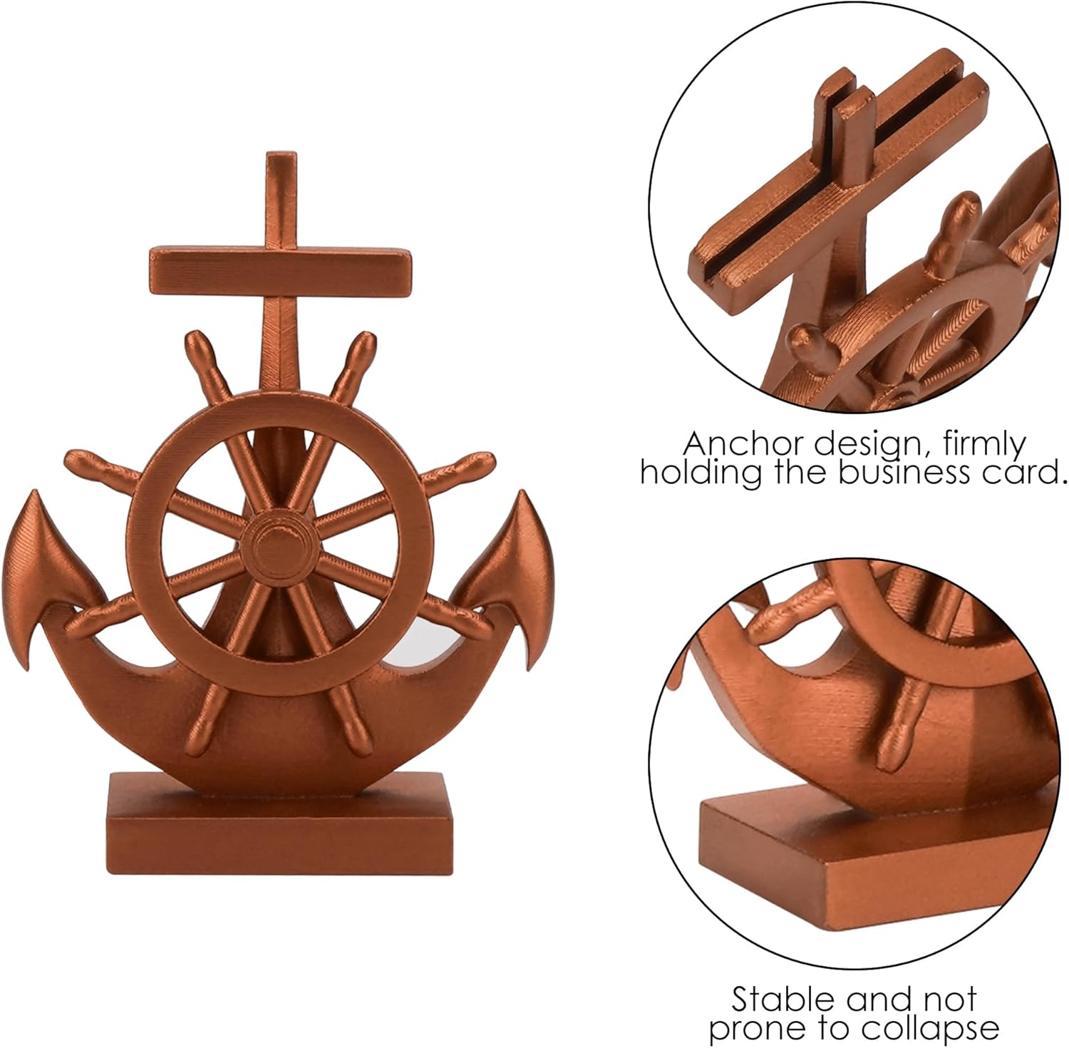 12 Pack Nautical Place Card Holders – Rustic Gold Ship Anchor and Wheel Design, Resin Table Name Card Photo Holders for Beach Weddings, Coastal Parties and Events