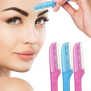 Nylea 3-Pack Eyebrow Razor Trimmer for Women Face [Extra Precision] Peach Fuzz Remover | Disposable Dermaplane Facial Hair...