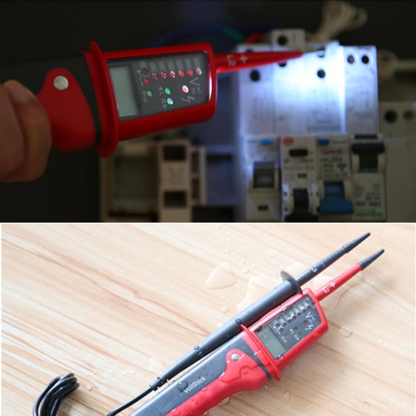 Jadeshay Probador de Voltaje y Continuidad,12V-690V CC e CA Universale Comprobador de Voltaje Medidor Tester Detección de Voltaje de Rango Automático Impermeable con Pantalla Digital y Indicador LED