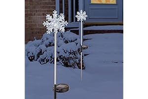 Alpine Corporation 33" H Solar 3D Snowflake Garden Lawn Stakes with LED...