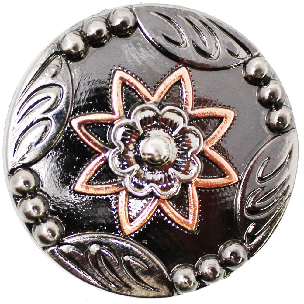 Set of 4 Conchos Western Saddle Tack 1-1/4" Engraved Copper Flower Co554