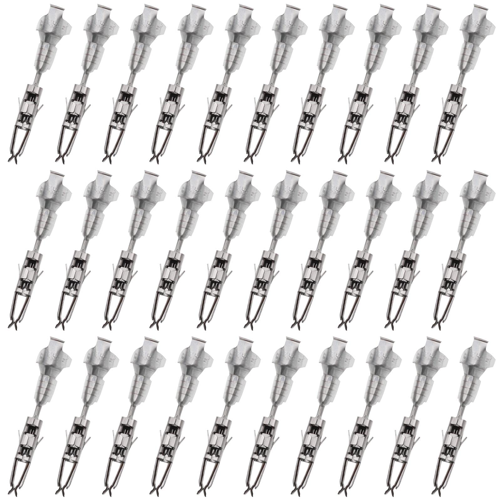 30Pcs Mini ISO Contact Micro Timer Crimp Female Micro Timer Crimp Contact for 0,50mm² - 1,00mm² Cable Cross-Section 17-20AWG Wire Diameter Silver