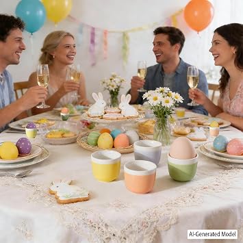 Ceramic Egg Cups for Soft/Hard Boiled Egg, 8 Pack, Macaron Color
