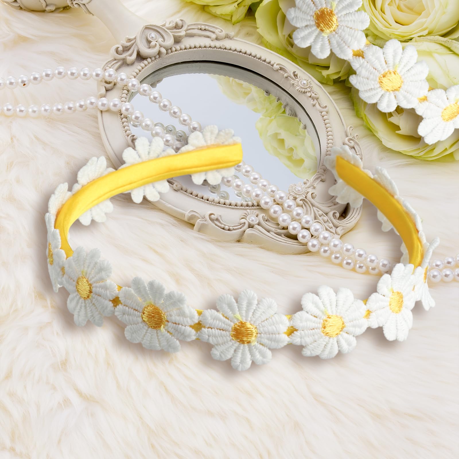 2 accesorios para el cabello de margaritas amarillas, diadema de margaritas, cómodo de llevar, bonito diseño de margaritas, ampliamente utilizado en fiestas de cumpleaños, reuniones familiares, bailes