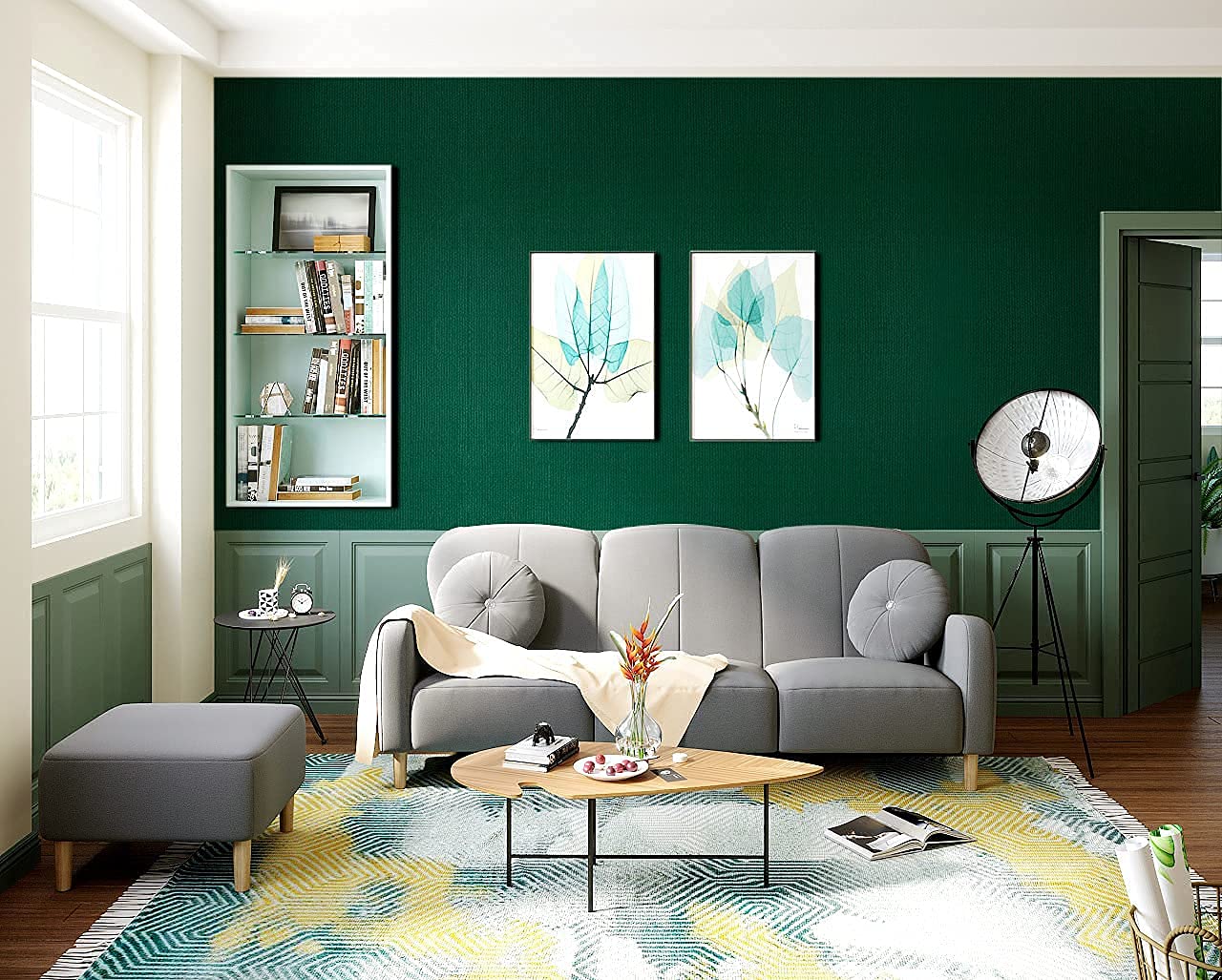 Papel Tapiz Verde Autoadhesivo - 15.7x393.7 Pulgadas, Vinilo Impermeable Y Extraíble