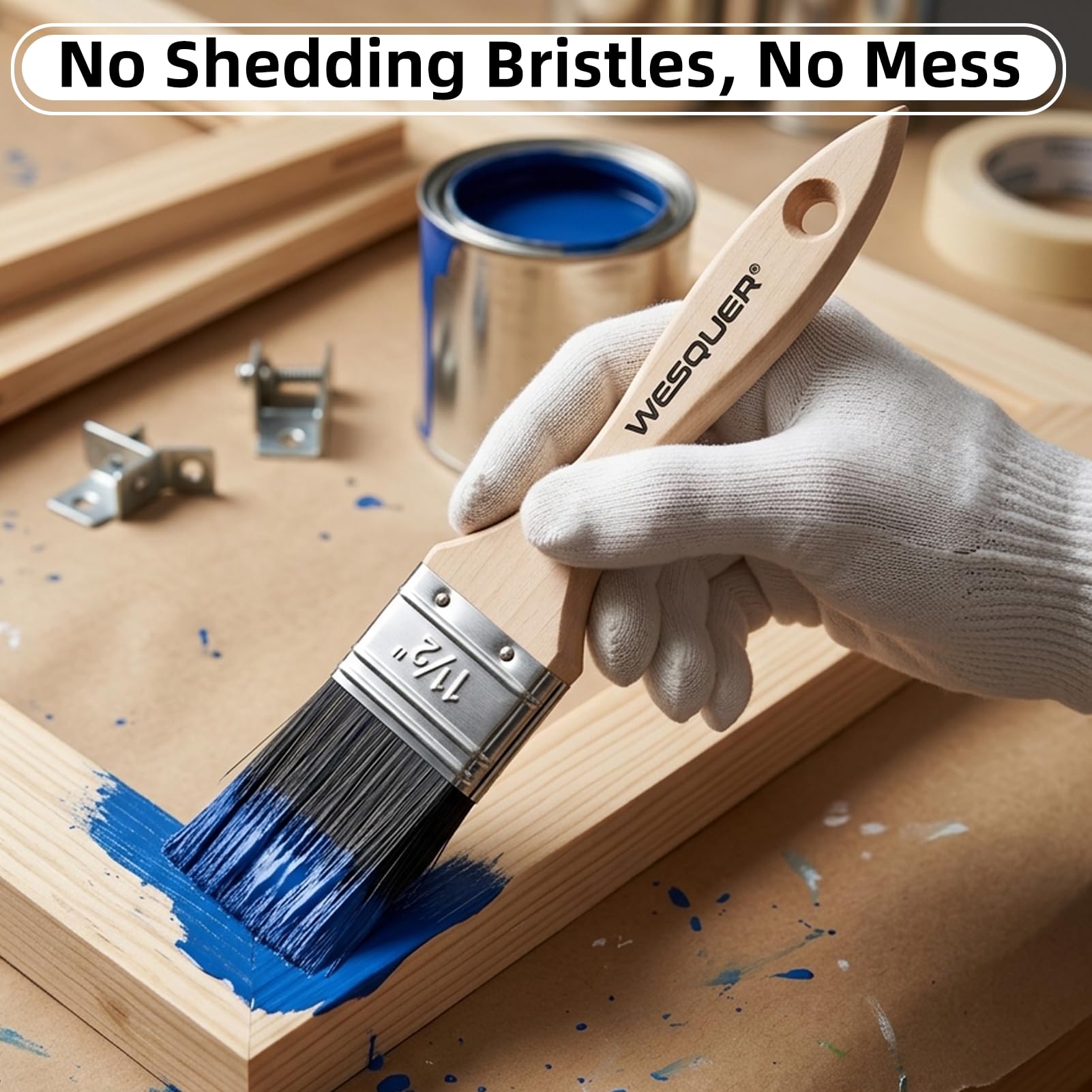 Wesquer Paint Brushes - Large, Durable for Walls & More -7