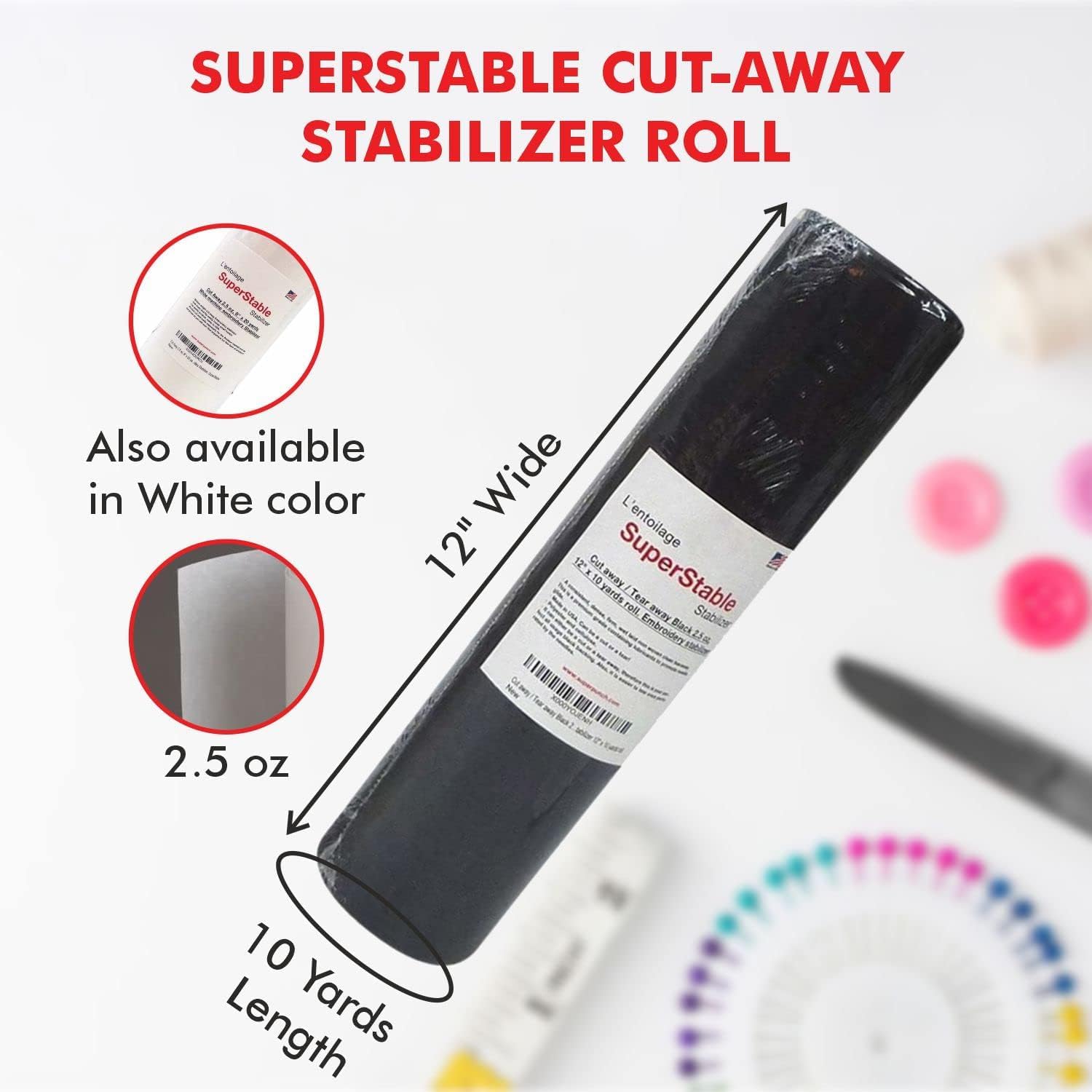 Superpunch Cutaway 2.5 Oz Stabilizer for Embroidery Machines, SuperStable Machine Embroidery Stabilizer Backing - 7.5 inch x 8 inch 500 Sheets, Medium Weight Cut Away Stabilizers, Made in USA (Black)