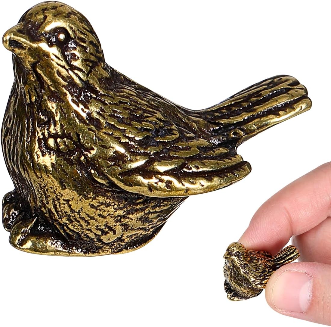 Milisten Retro Sparrow Figurine Small Brass Bird Statue Mini Desktop Ornament for Home Office Living Room Shelf Decoration - Image 7