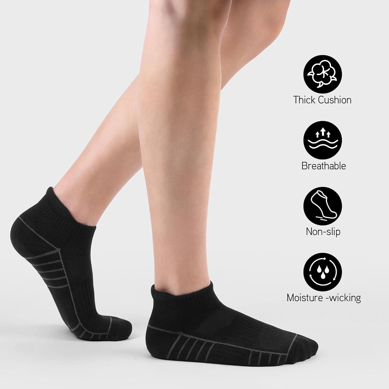 Low Cut Athletic Ankle Socks - Cushioned, Soft & Breathable, Anti-Blister Tab, 6 Pairs Men & Women - Image 6