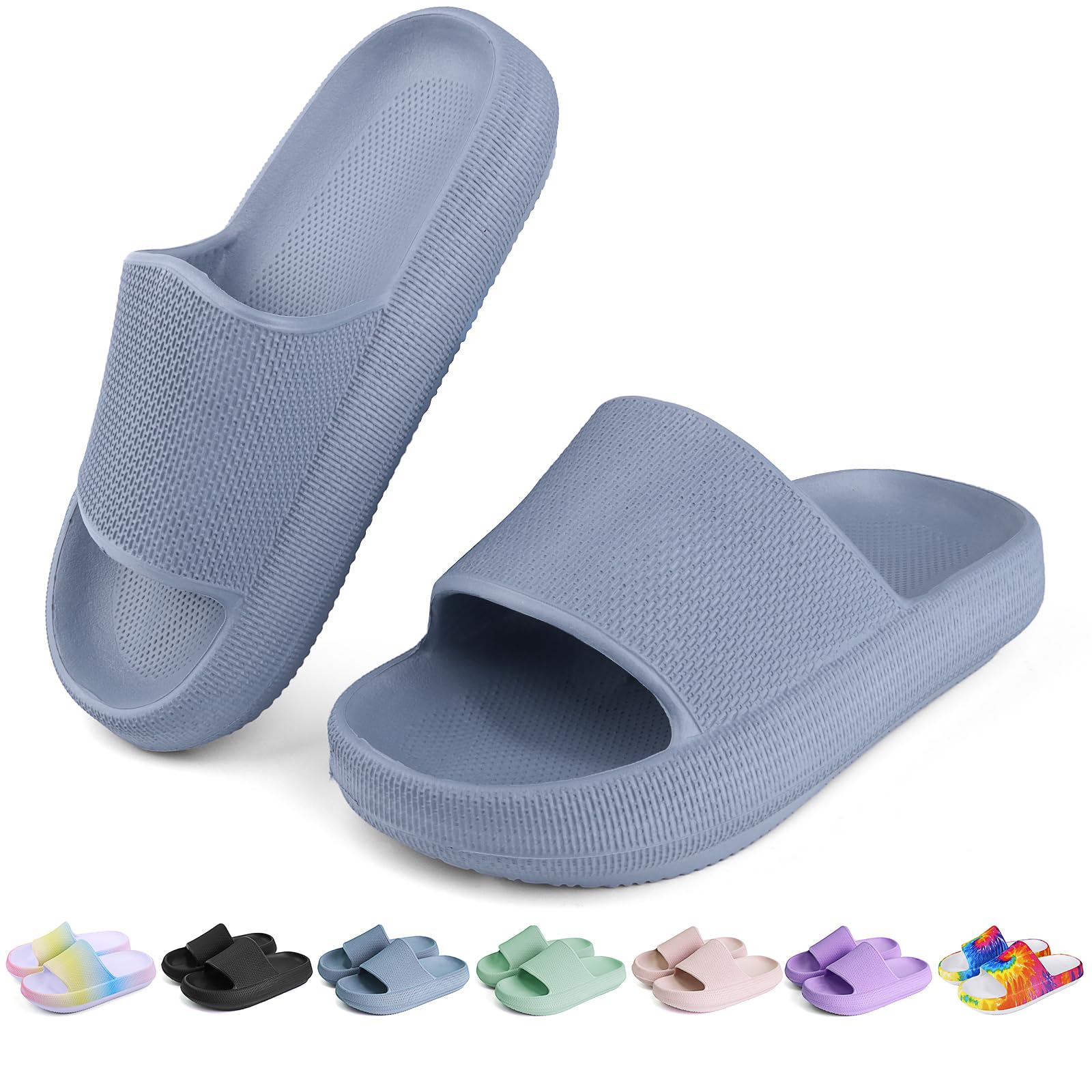 OUYADU Kids Cloud Slides Boys Girls Flip Flops Slip On Beach Sandals Youth Pool Shower Shoes EVA Summer Slippers（11 Little Kids - 6 Big Kids）