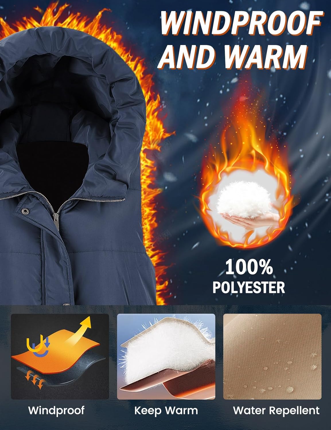 Plus Size Long Puffer Vest Women Winter Sleeveless Puffy Jacket with Hood Zip Up Quilted Vest 2025 - Image 4