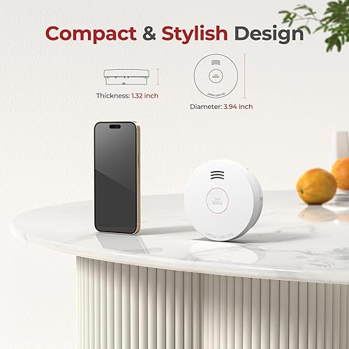 Miniatura 5 de SITERLINK - Detectores de humo de 10 años, funciona con pilas, alarma de humo con certificación UL217-9 con botón de silencio de prueba, sensor