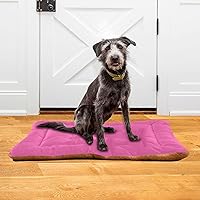 Vista 6 de Dog Bed Mat Soft Comfortable Anti-Slip Bottom Pet Mat Washable Cat Kennel Crate Pad for Small Medium Large Pets 18x24in Hot Pink Beige