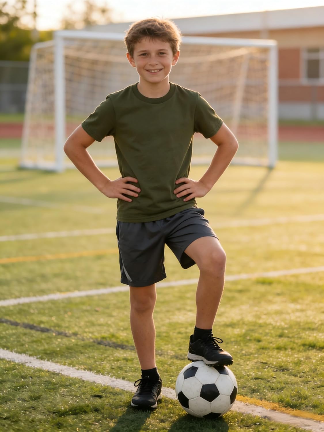 COSLAND Boys' 100% Cotton Heavyweight Short Sleeve Crewneck T Shirt - Image 6