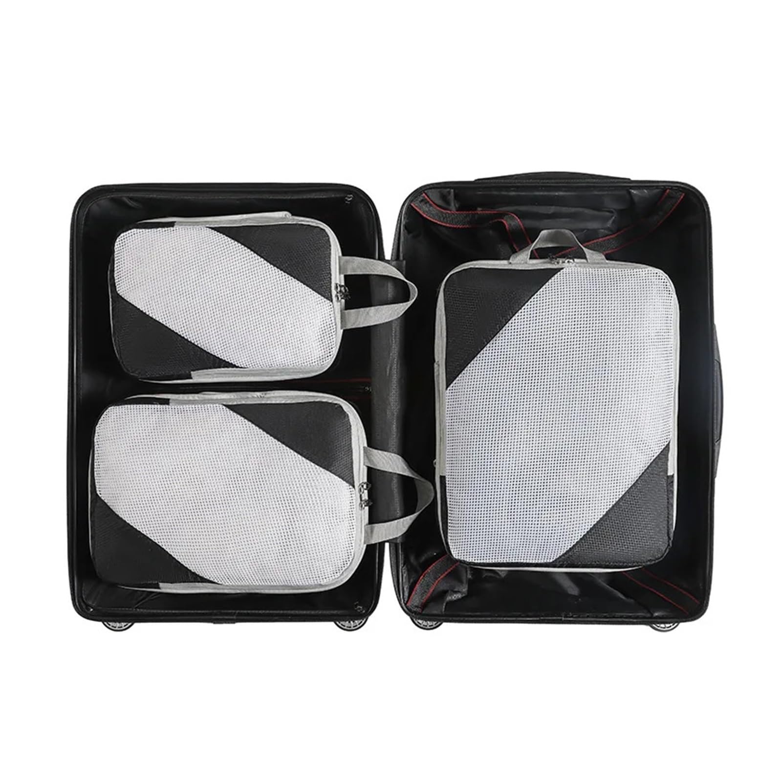 Set organizer per bagagli Cubi da viaggio a compressione, 3 pezzi, borsa organizer impermeabile for aereo, valigia, abbigliamento, set di borse a rete