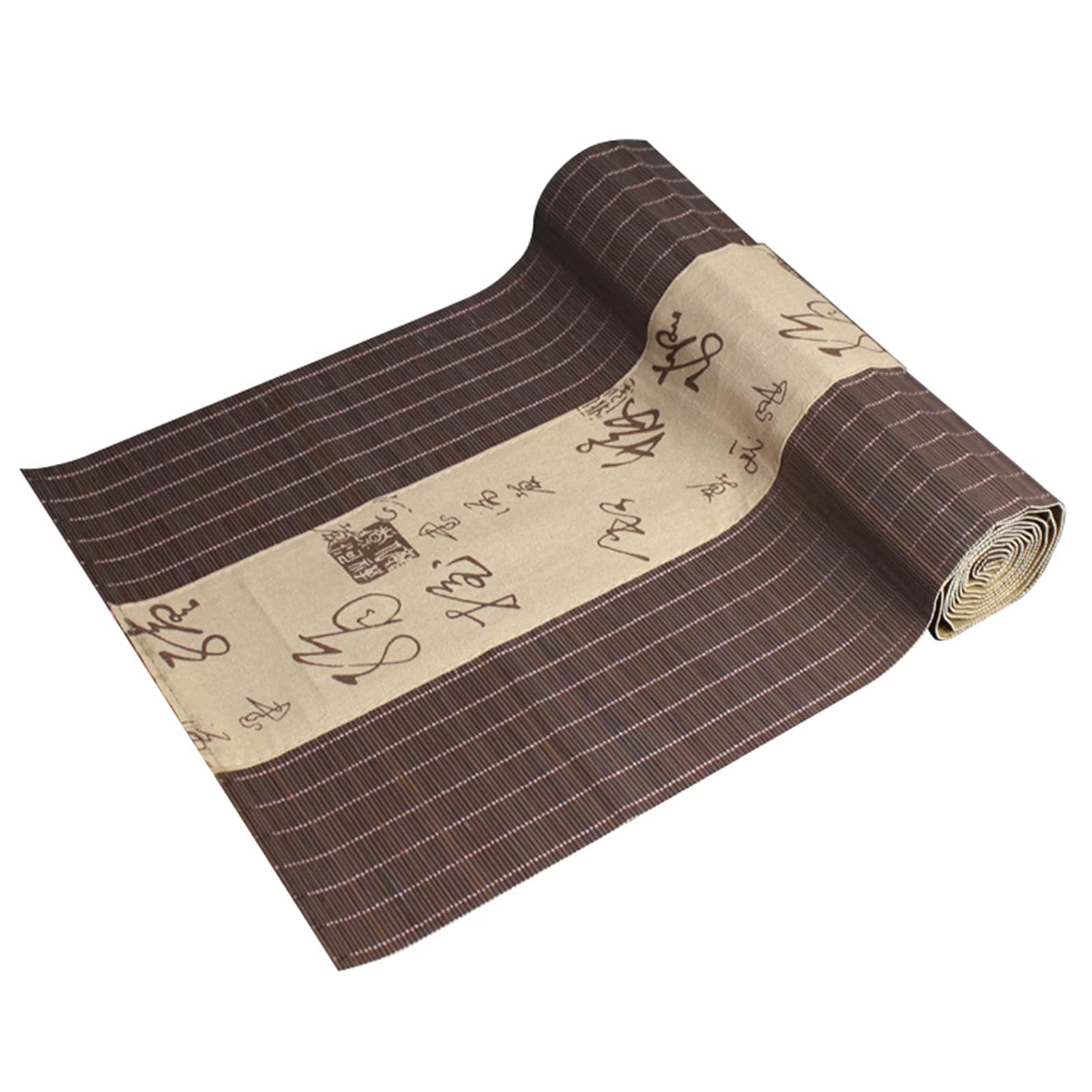 Chemin de Table en Bambou Naturel, Chemins de Table Japonais en Bambou, Rouleau de napperon antidérapant for Cuisine/Table à dîner/fête/Mariage(Coffee,12" x 59" (30cm x 150cm))