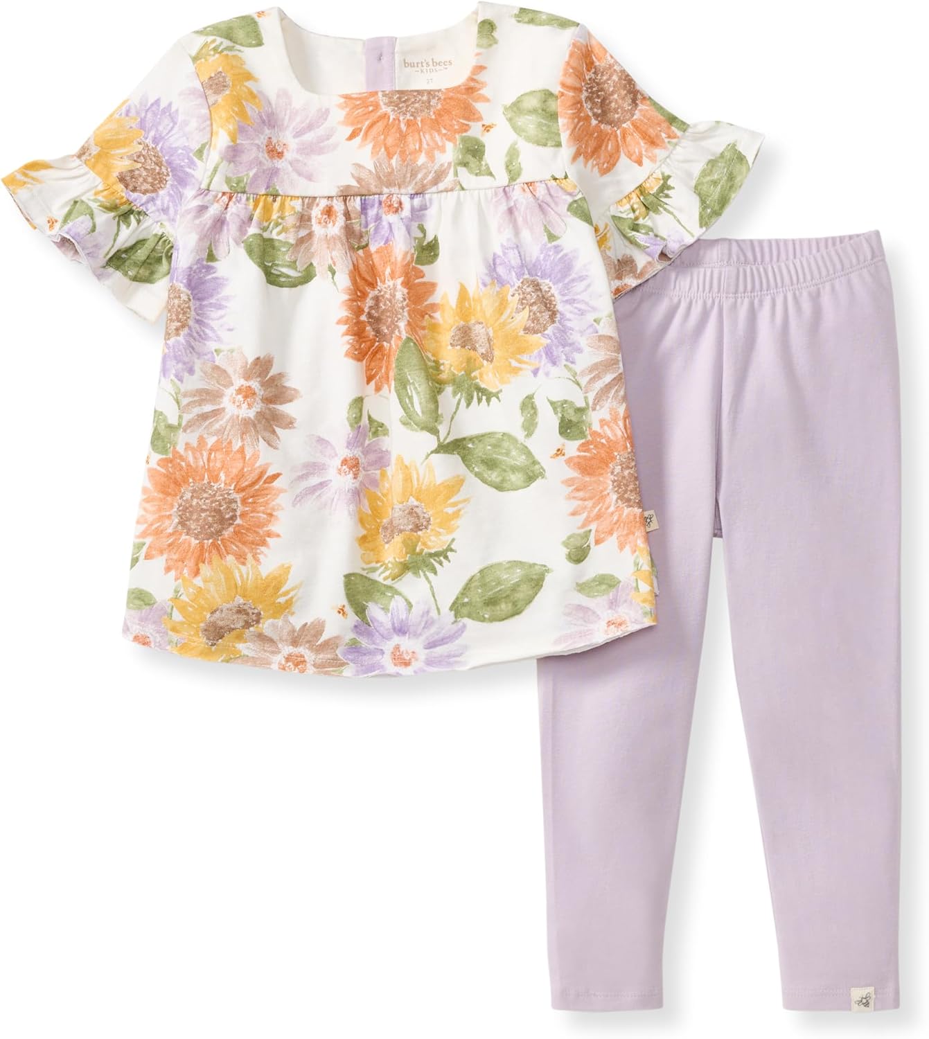 Burt's Bees Baby baby-girls Short Sleeve Top and Leggings Set, Outfit Bundle, 100% Organic Cotton