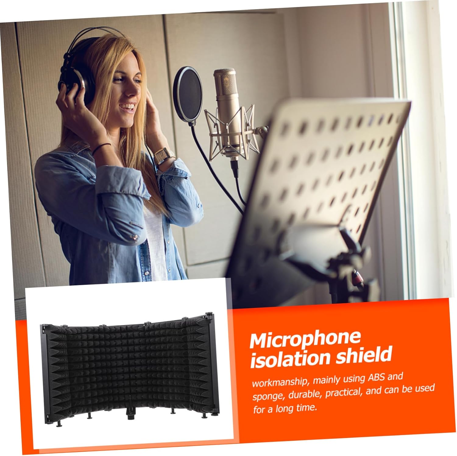 GALPADA 1Set Practical Foldable Abs Microphone Windshield Noise Reduction Cover for Desktop Floor Stands Denoise Protection Against Wind Saliva Dust Impurities