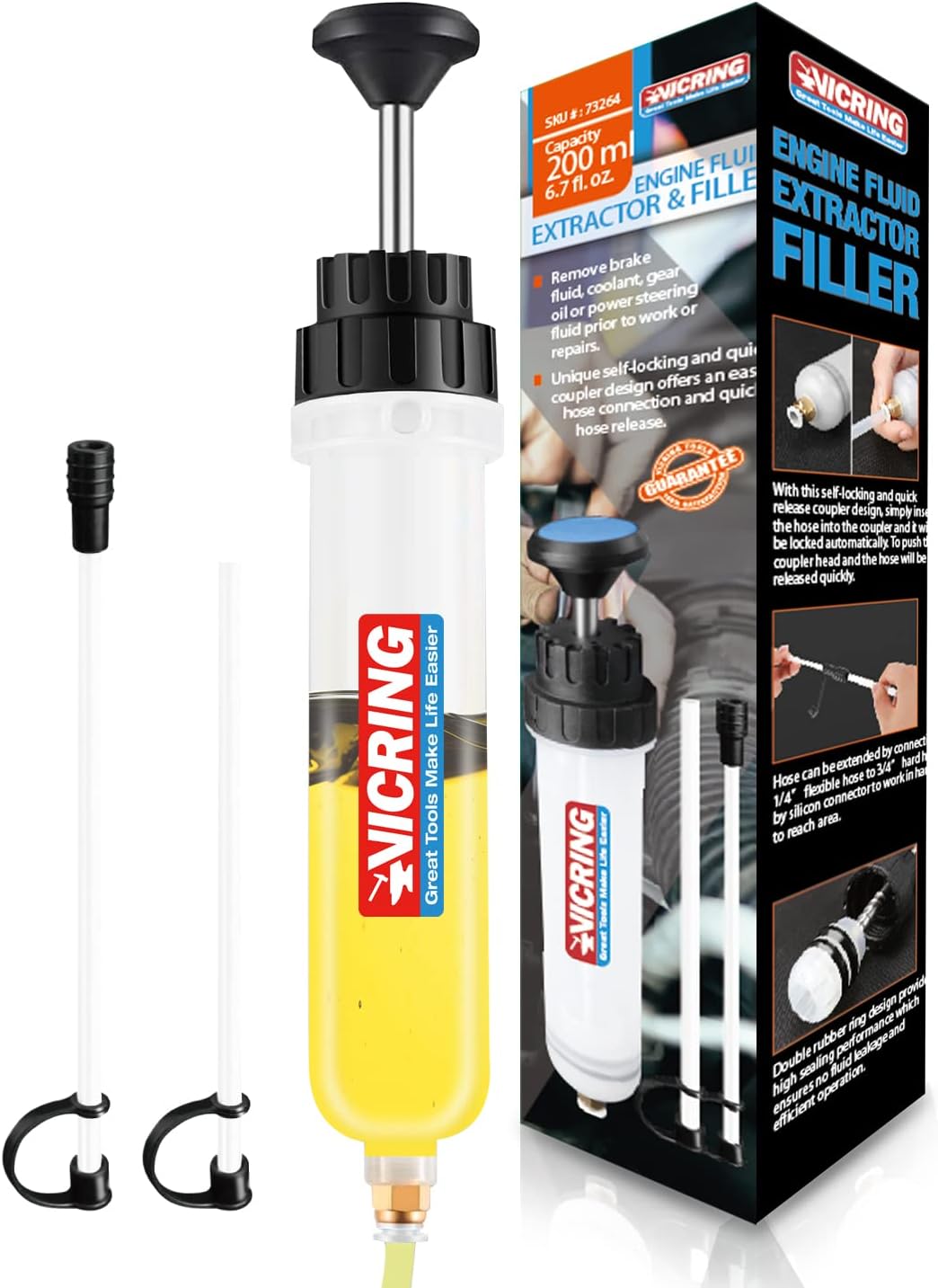VICRING Fluid Extractor Oil Extractor Pump Oil Change Syringe Pump