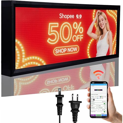 P10 Programmable LED Sign(40"x 15"),RGB Full Color Scrolling LED Sign,WiFi Programmable And Scroll Control Digital Signage,Digital Signs Outdoor Waterproof,Board For Business Store Restauran