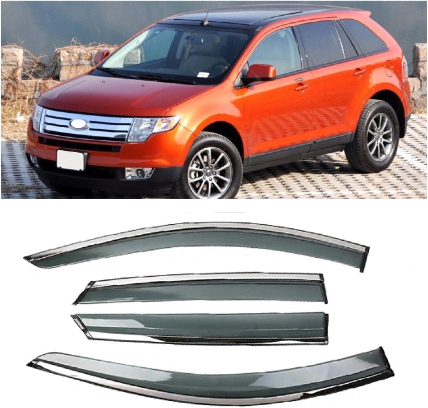 PANXUC Car Wind Deflectors for Ford Edge 2009, Side Window Wind Rain Deflector Window Visor Sun Rain Guard Smoke Guards