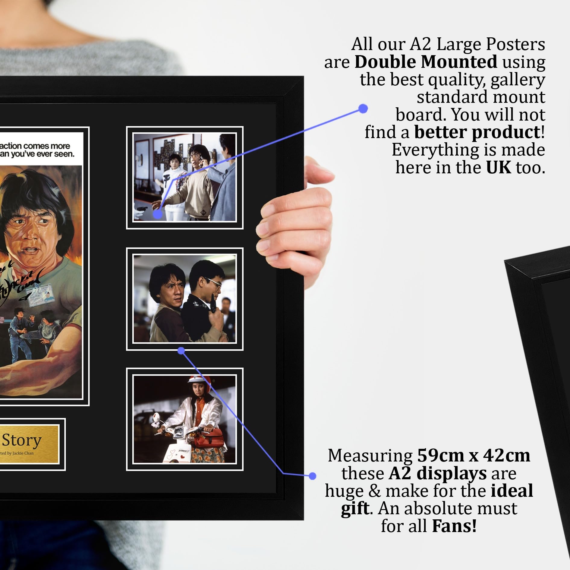 HWC Trading Police Story Podpisany Plakat Filmowy A2 Deluxe w Ramie