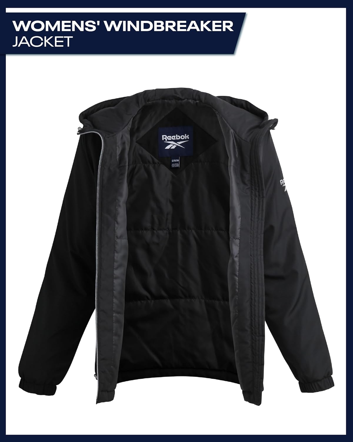 Reebok Womens Windbreaker Jacket - Lightweight Wind Water Resistant Insulated Zip Up Jackets for Women with Pockets & Hood - Image 3