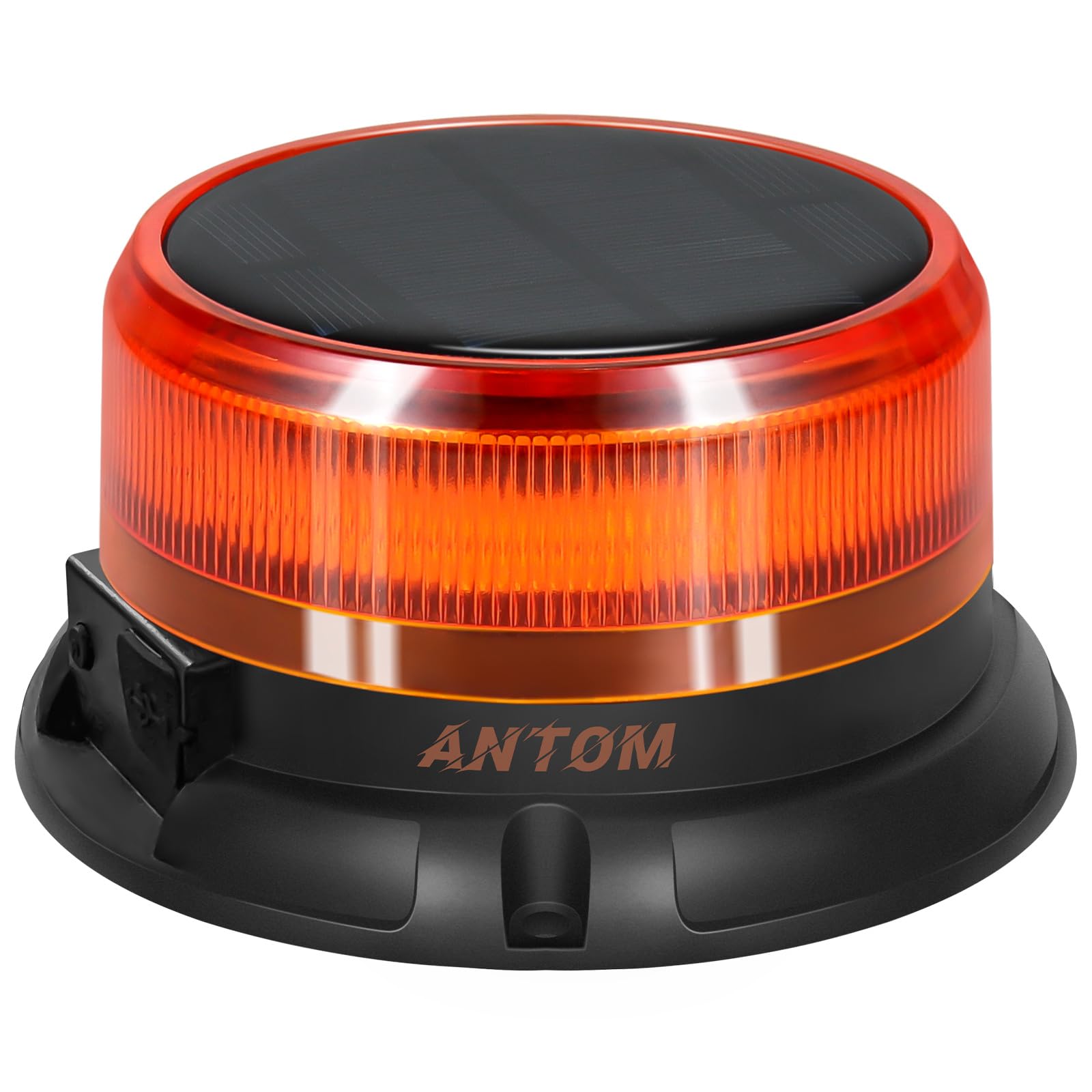 AnTom Baliza LED con batería solar 9 modos de parpadeo 12V 24V luz V16 homologada DGT magnética con cable y cable USB para coche, camión, tractor, carrito de golf, vehículos de emergencia, obras