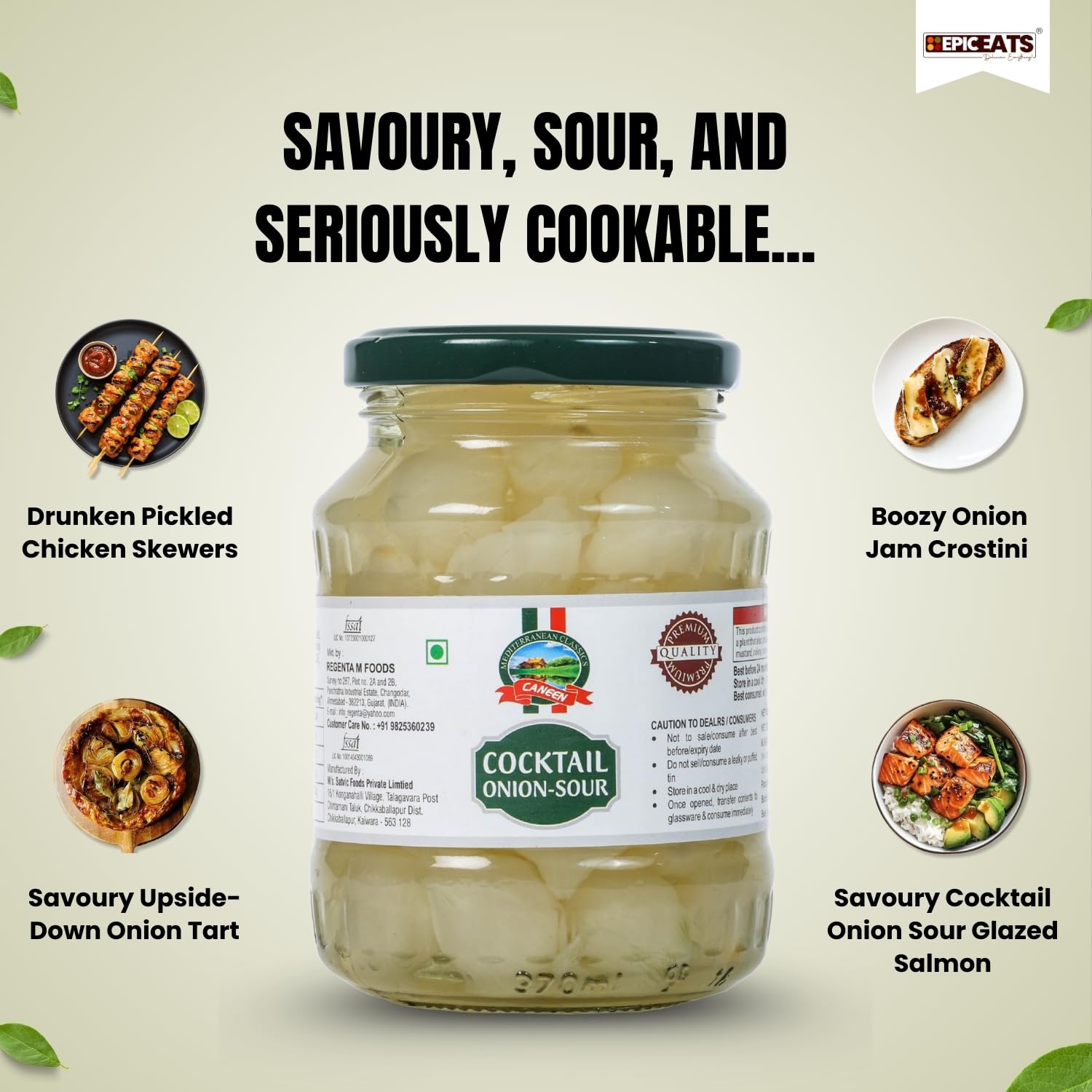CANEEN Cocktail Onion Sour 400g | Perfect for Martinis, Salads & Appetizers | Pack of 1 - Image 9 thumbnail