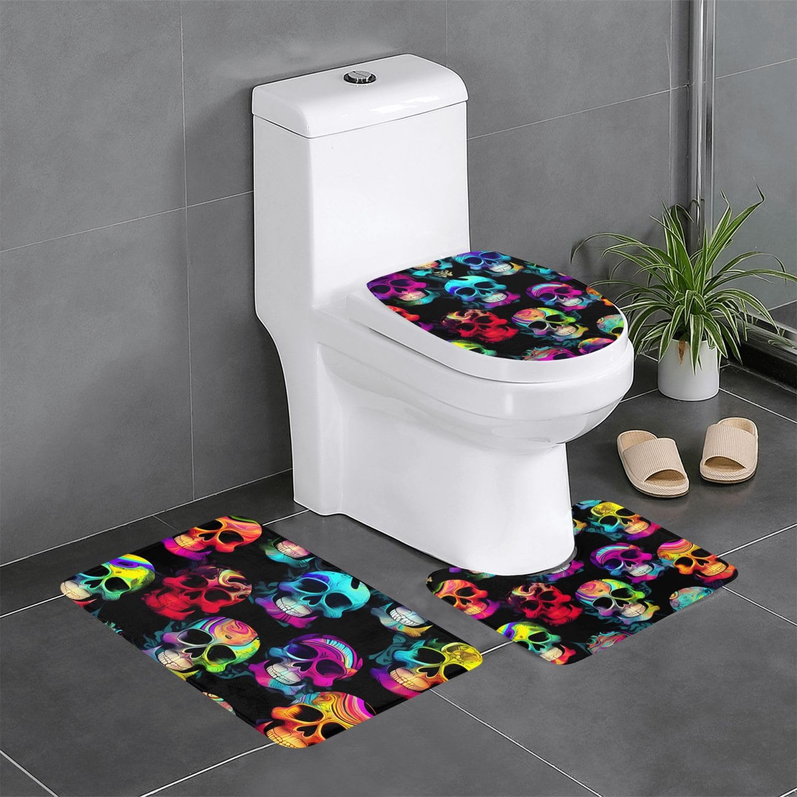 Tapis de salle de bain design crâne pour réveiller la décoration de vos toilettes
