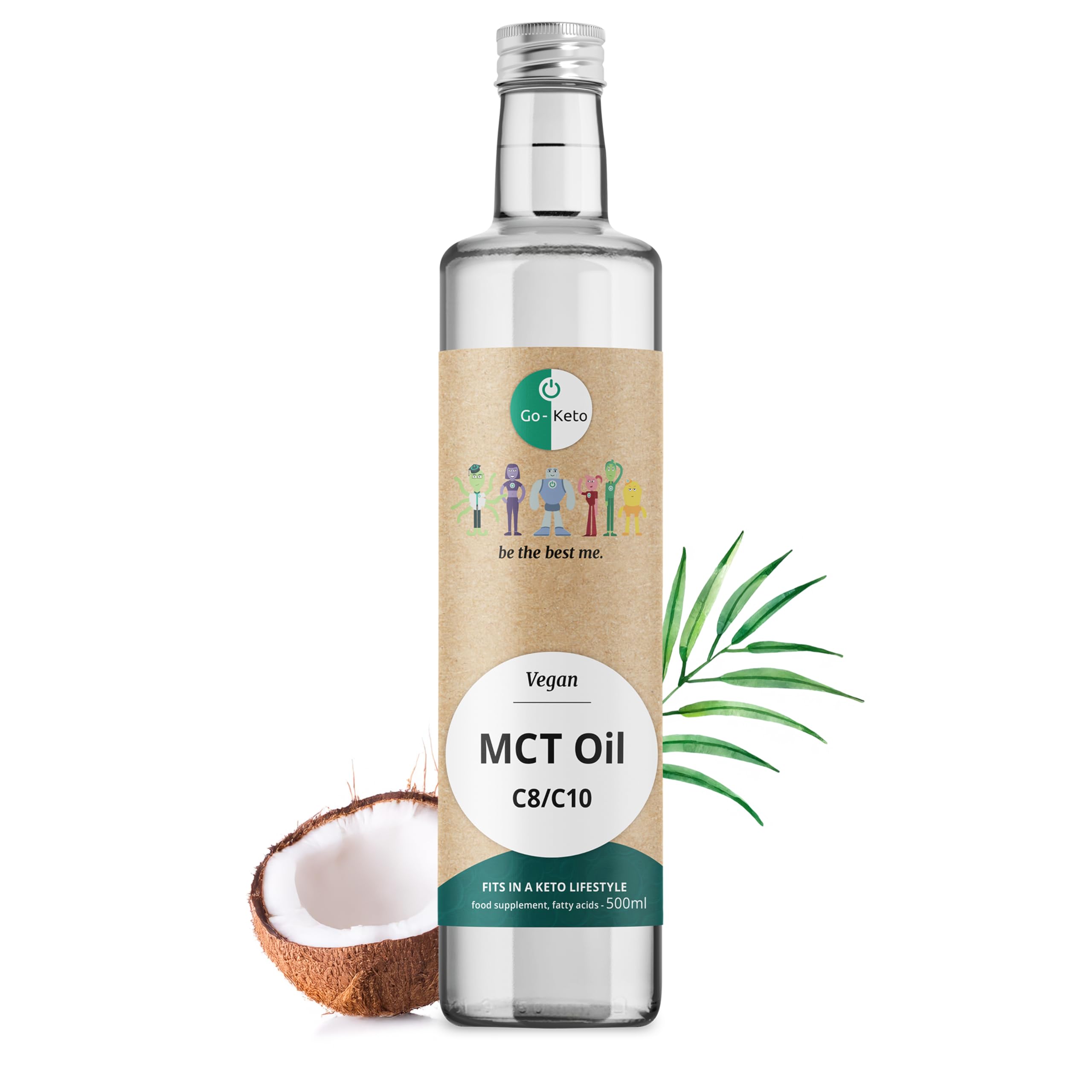Go-Keto MCT Oil, 500ml - Olio MCT C8/C10, 100% olio di cocco, senza olio di palma, perfetto per dieta chetogenica, Paleo, vegano