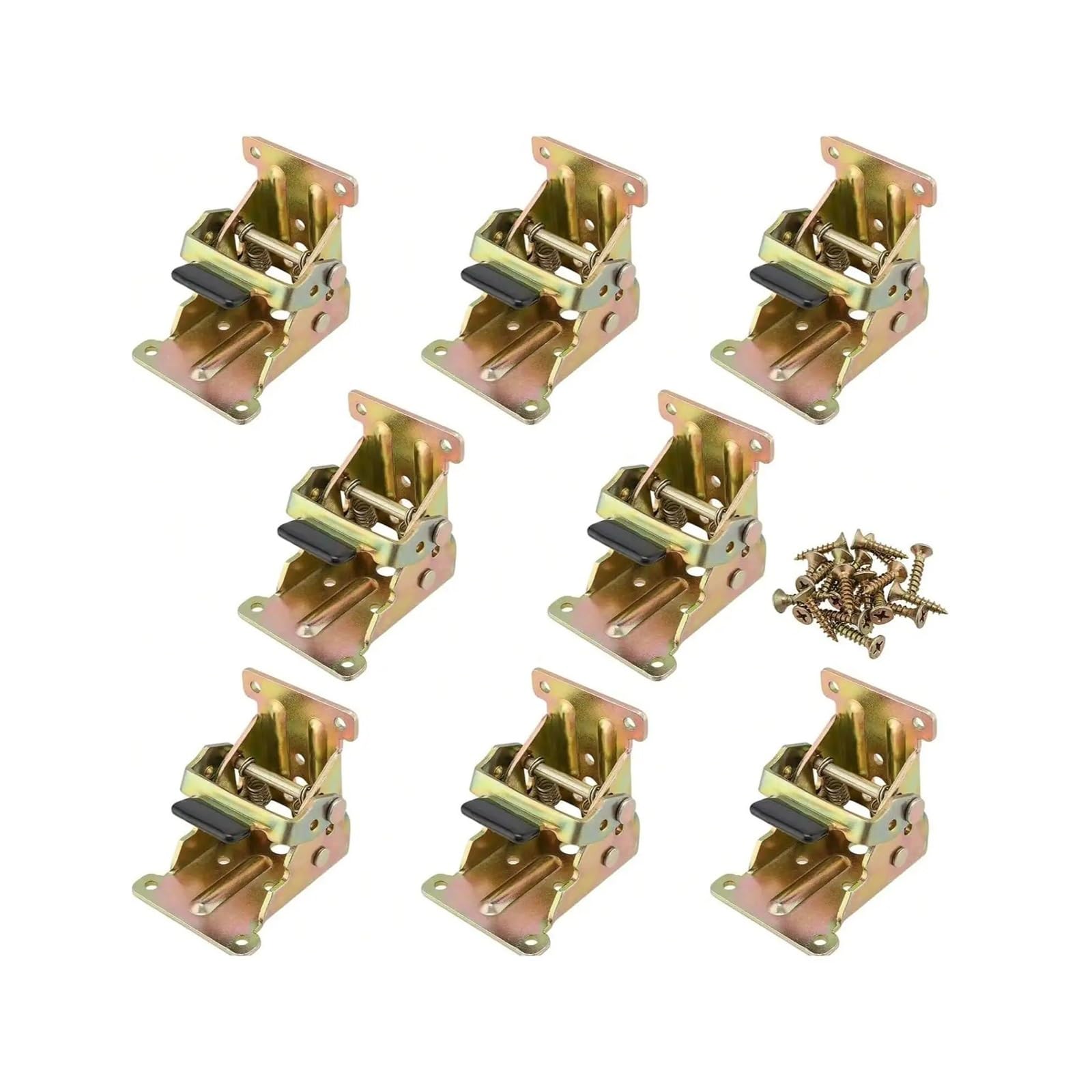 Jcxioc Yellow Folding Locking Hinge 8 Pack 90 Degrees Folding Table Legs Brackets, Lock Extension Support Bracket Heavy Duty, Foldable Self-Lock(Yellow)