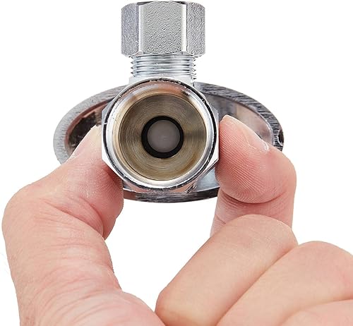 Miniatura 4 de 1 paquete de válvula de parada de ángulo de giro múltiple de latón sin plomo con mango cromado, entrada FIP de 12 pulgadas x compresión de 38