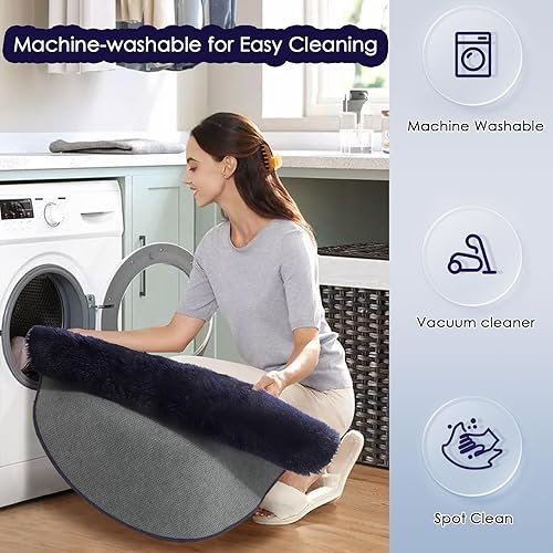 Miniatura 3 de Amdrebio - Alfombra redonda esponjosa de pelo largo para dormitorio, 4 x 4 pies, afelpada mullida para decoración de habitación de niños,