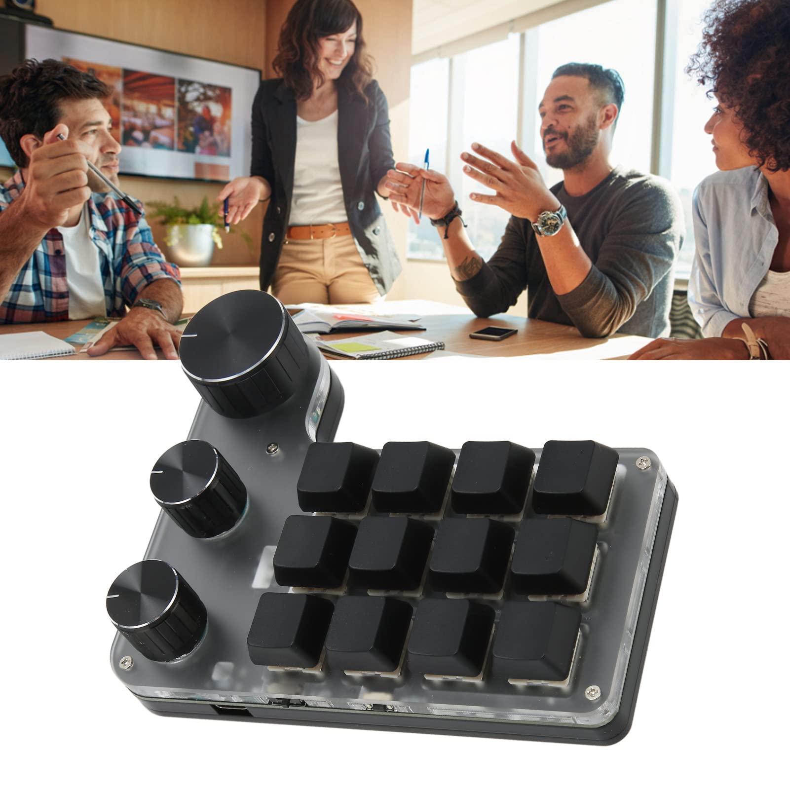 Mini Macro Mechanisch Gaming Toetsenbord, 12 Toetsen 3 Knoppen One Handed Bluetooth USB PC Toetsenbord, Programmeerbare Snelkoppeling Aangepaste Functie, Dual Mode Verbinding voor