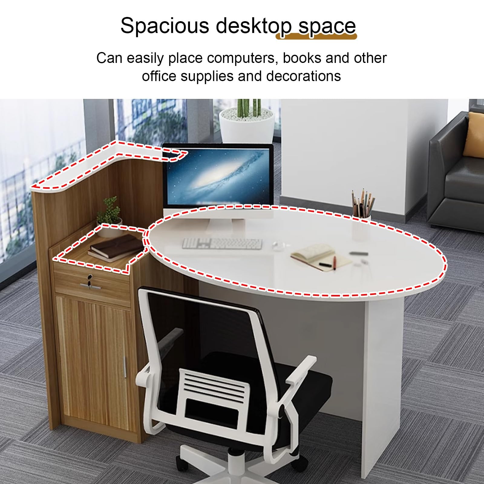 Empfangstheke, Verkaufstheke mit Schubladen und Schließfächer, Kassentheke für Büro, Einzelhandel und Kosmetikstudios, Herausnehmbaren Regalen