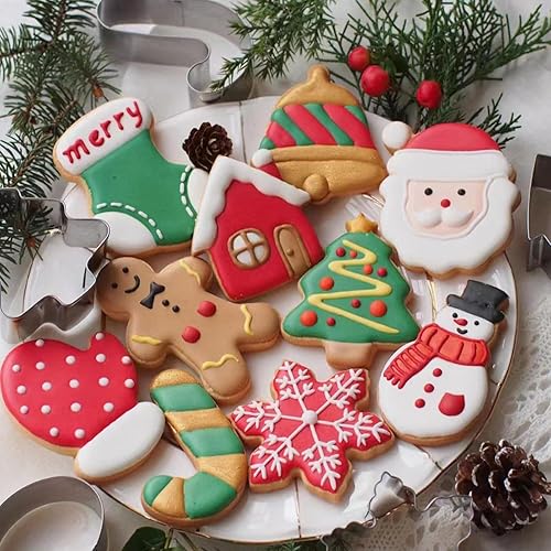 Miniatura 7 de Juego de cortadores de galletas de Navidad 2023, cortadores de galletas en 3D para hornear, moldes rosados, sellos de galletas, moldes para niños,
